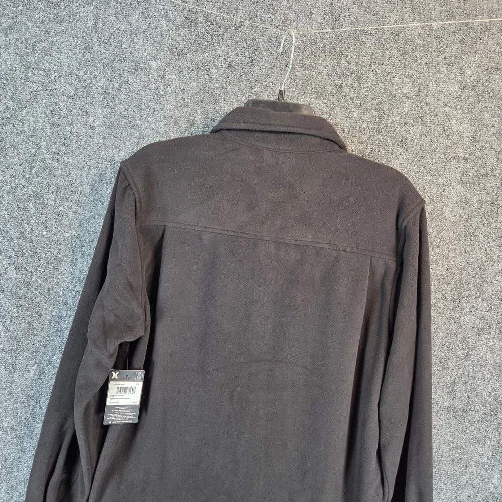 Hurley Polar Fleece‎ Overshirt Men's Small Black Button Up Long Sleeve - New